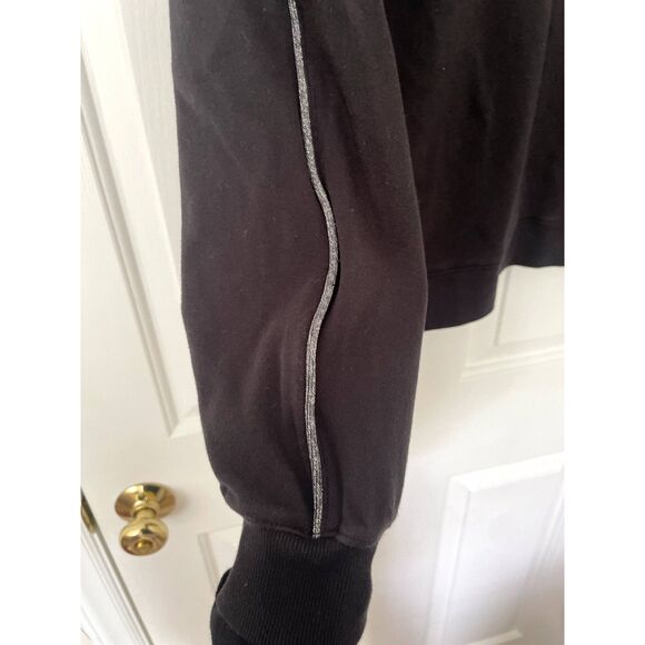 Champion Hooded Zip Up Jacket Black Silver Metallic Pipeline Detail Size Medium - Picture 8 of 8